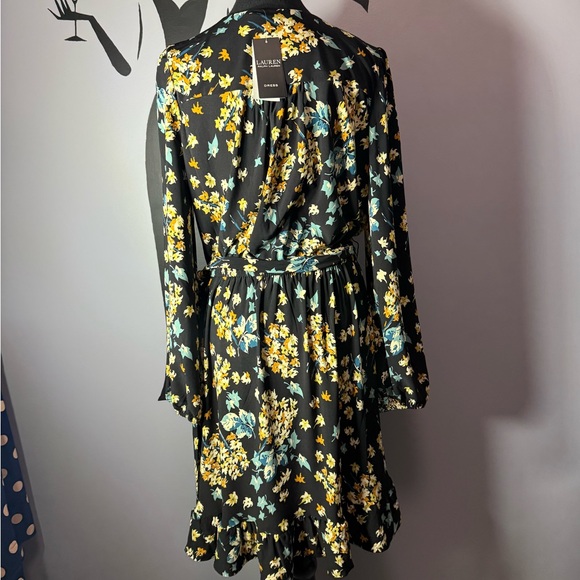Ralph Lauren Black Floral Long Sleeve Dress. PTP 22 - Picture 6 of 8